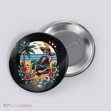 Skeleton On The Beach Traditional Tattoo Artist Inked Button