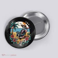 Skeleton On The Beach Traditional Tattoo Artist Inked Button thumb 0