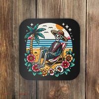 Skeleton On The Beach Traditional Tattoo Artist Inked Coaster thumb 0
