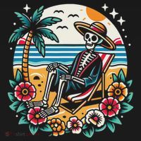 Skeleton On The Beach Traditional Tattoo Artist Inked Women's Hoodie thumb 2
