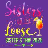 Sisters On The Loose Sister's Trip 2026 Vacation Drawstring Bag thumb 1