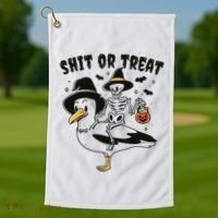 Shit Or Treat Funny Halloween Golf Towel thumb 1
