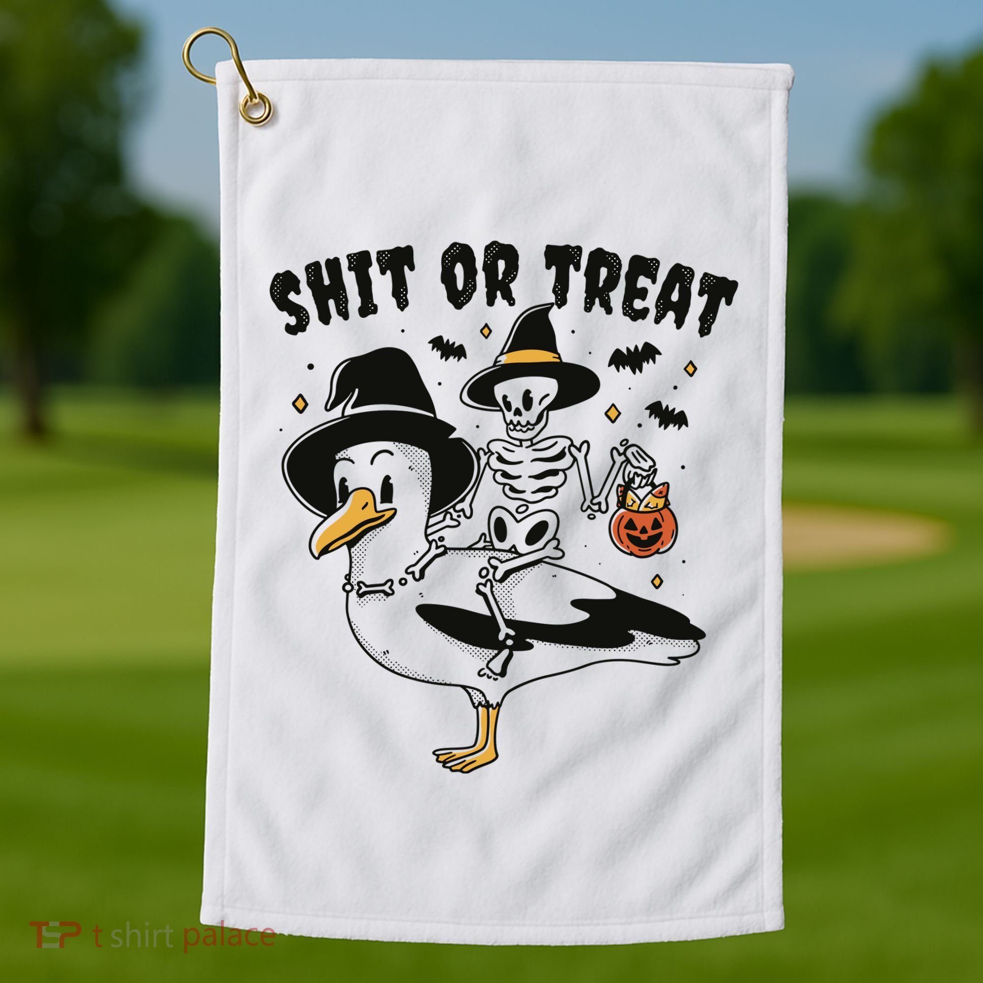 Shit Or Treat Funny Halloween Golf Towel
