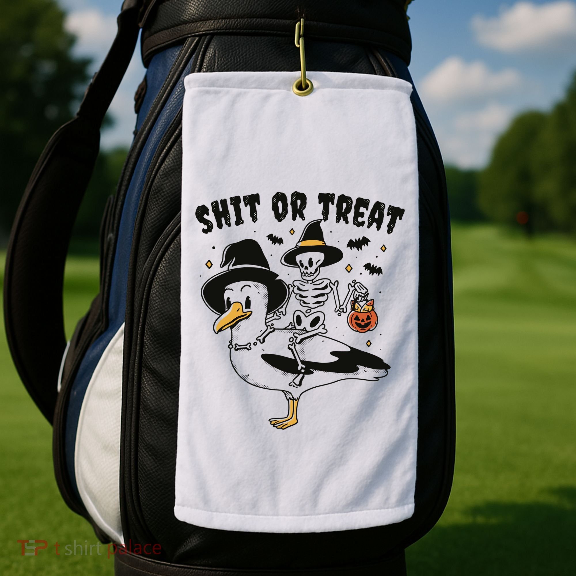 Shit Or Treat Funny Halloween Golf Towel