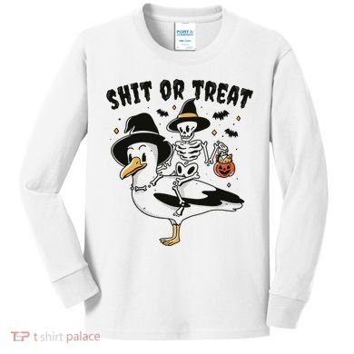 Shit Or Treat Funny Halloween Kids Long Sleeve Shirt