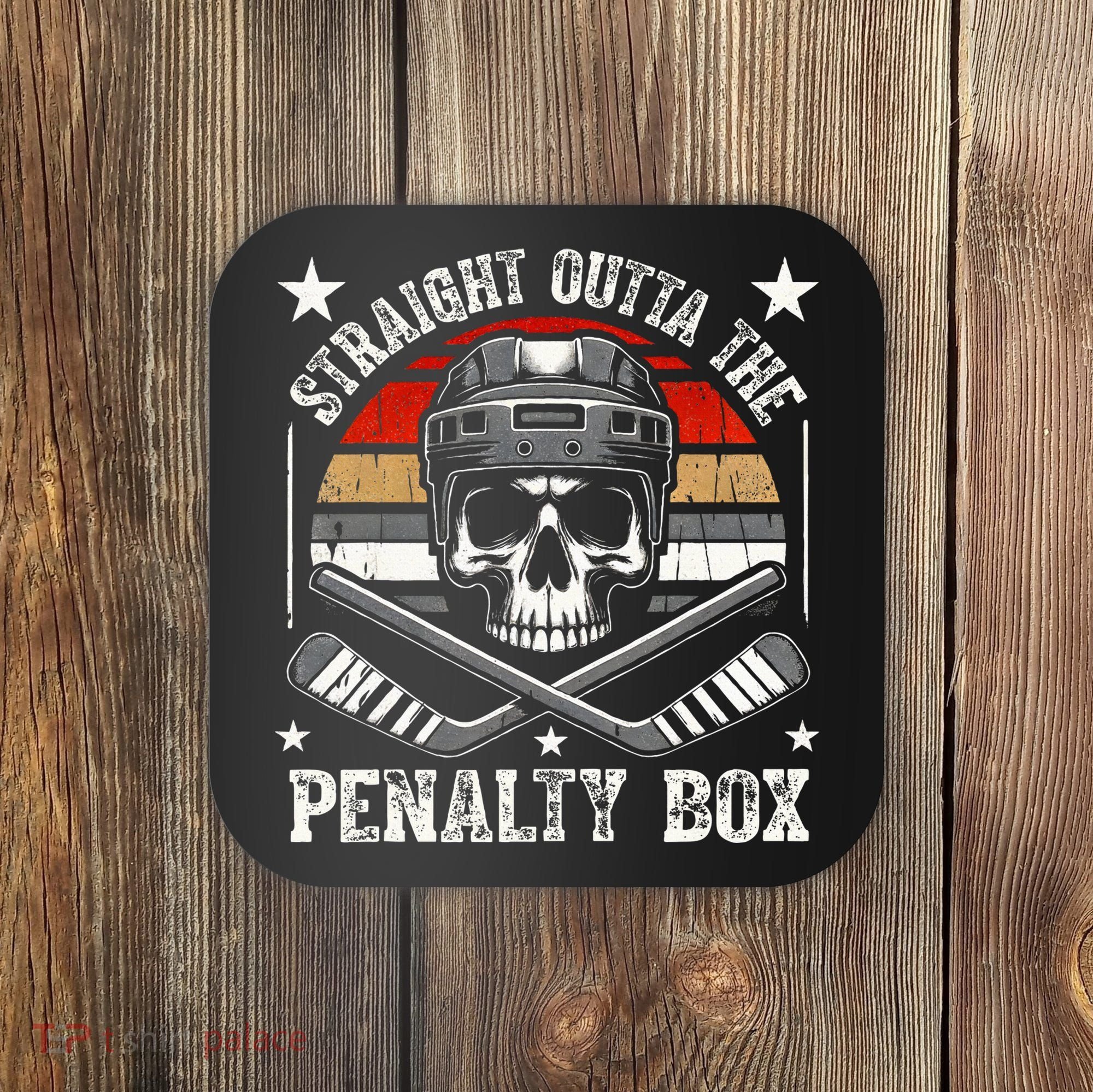 Straight Outta The Penalty Box retro Hockey Player Coaster