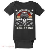 Straight Outta The Penalty Box retro Hockey Player Baby Bodysuit thumb 0