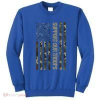Support Our Troops Camo Flag Military America Lover Veteran Meaningful Gift Sweatshirt thumb 0