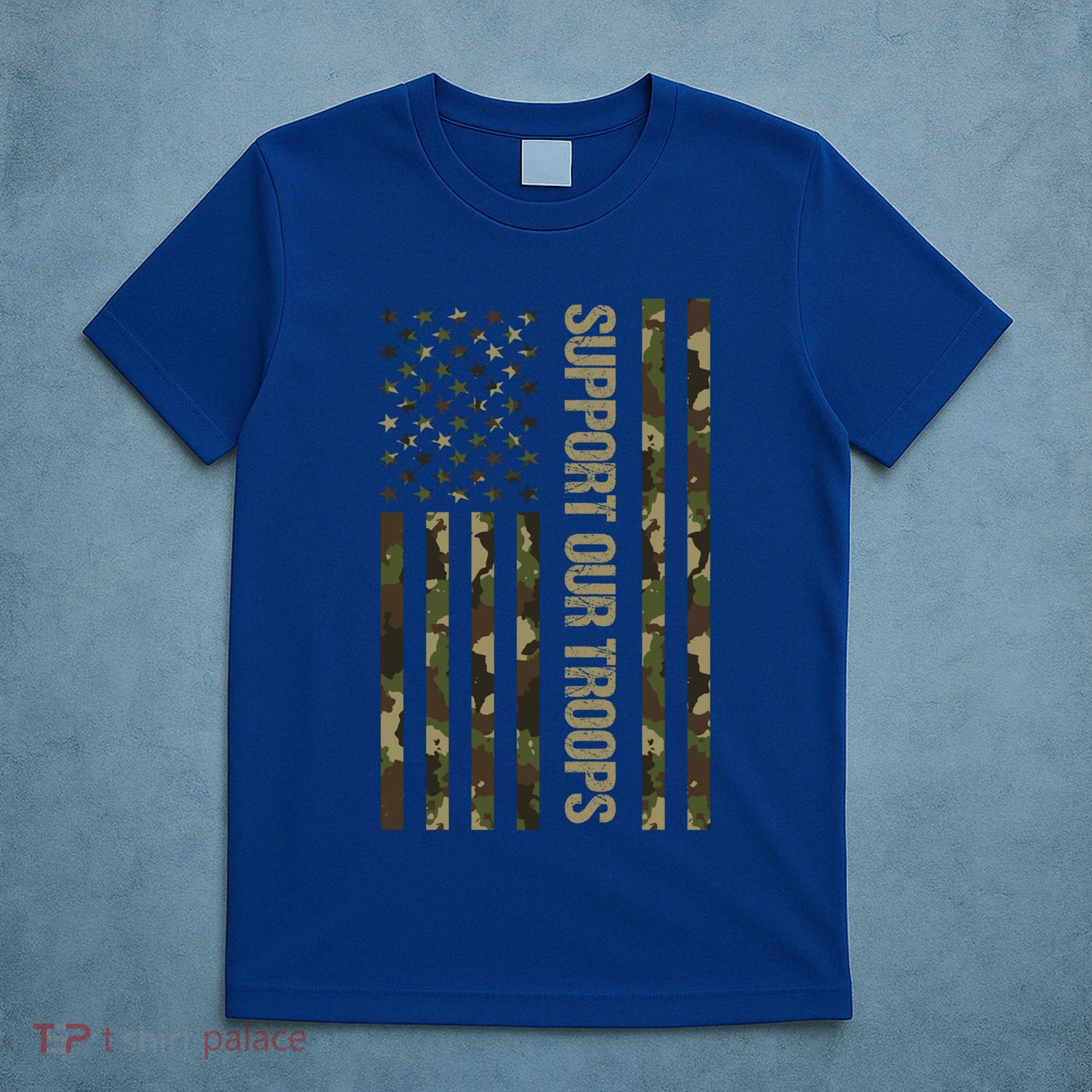 Support Our Troops Camo Flag Military America Lover Veteran Meaningful Gift T-Shirt