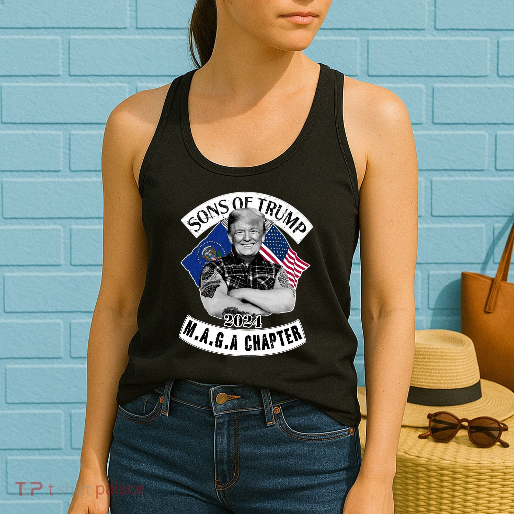 Sons Of Trump 2024 Biker Funny Women's Tank Top