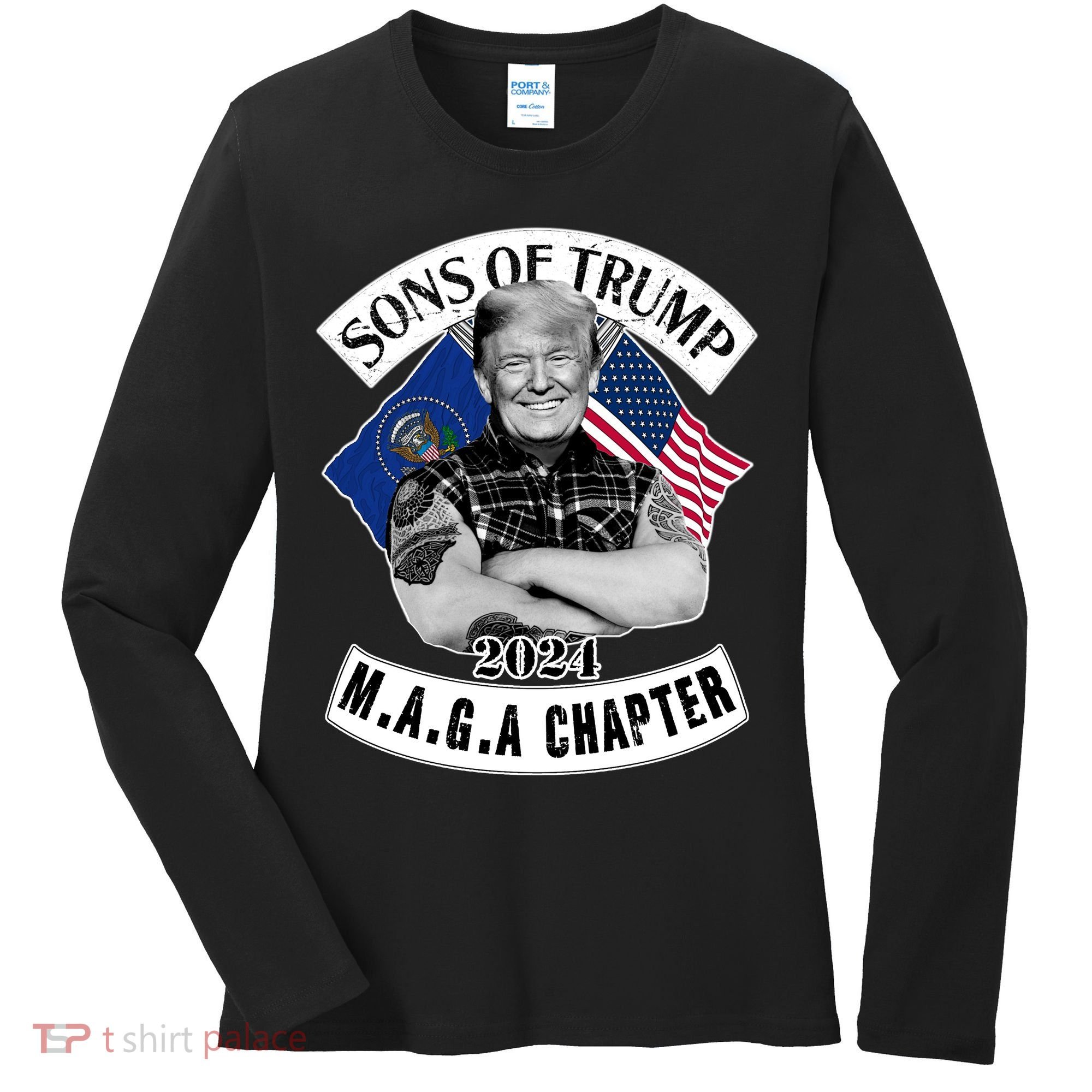 Sons Of Trump 2024 Biker Funny Women's Long Sleeve Shirt