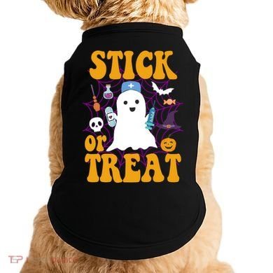 Stick Or Treat Halloween Nurse Ghost Doggie Tank