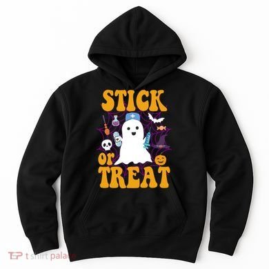 Stick Or Treat Halloween Nurse Ghost Hoodie