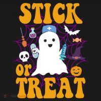 Stick Or Treat Halloween Nurse Ghost Long Sleeve Shirt thumb 2