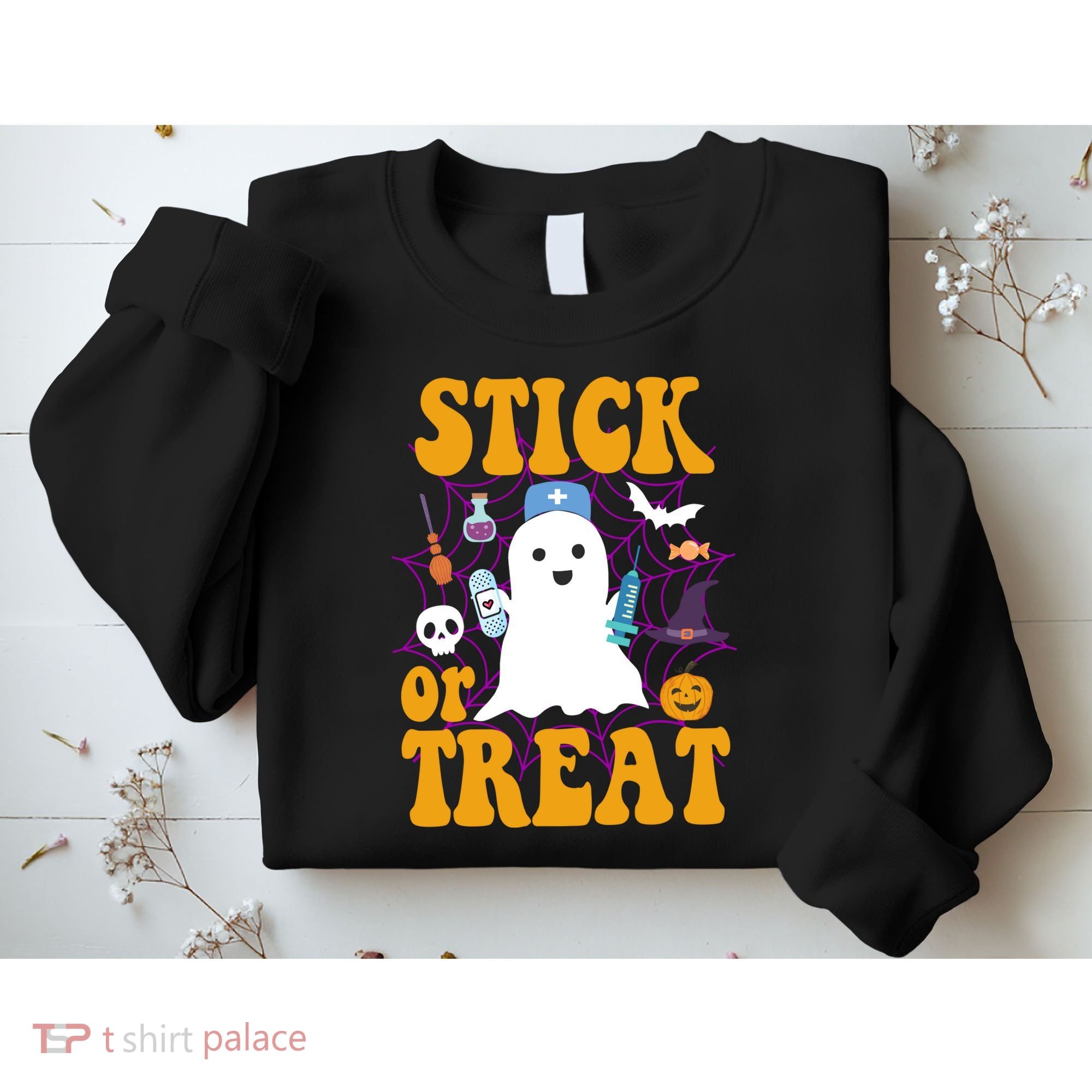 Stick Or Treat Halloween Nurse Ghost Sweatshirt