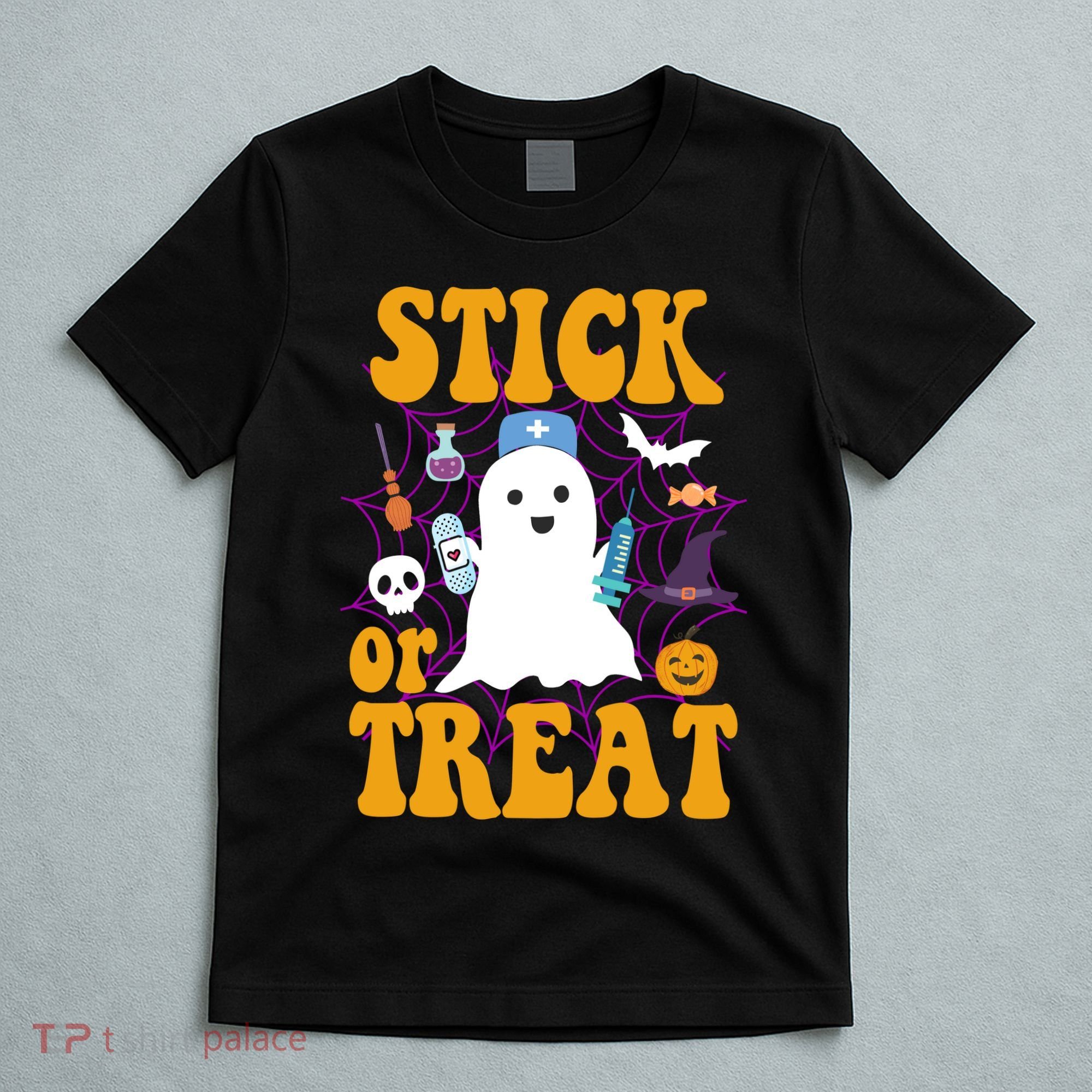 Stick Or Treat Halloween Nurse Ghost T-Shirt