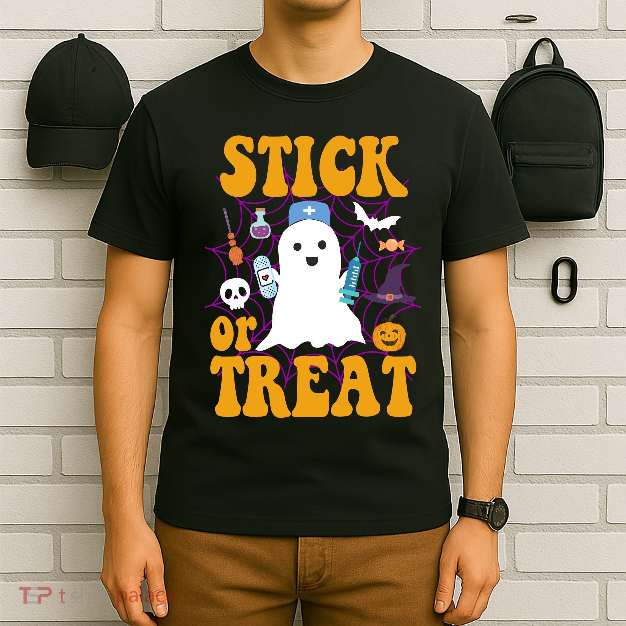 Stick Or Treat Halloween Nurse Ghost T-Shirt