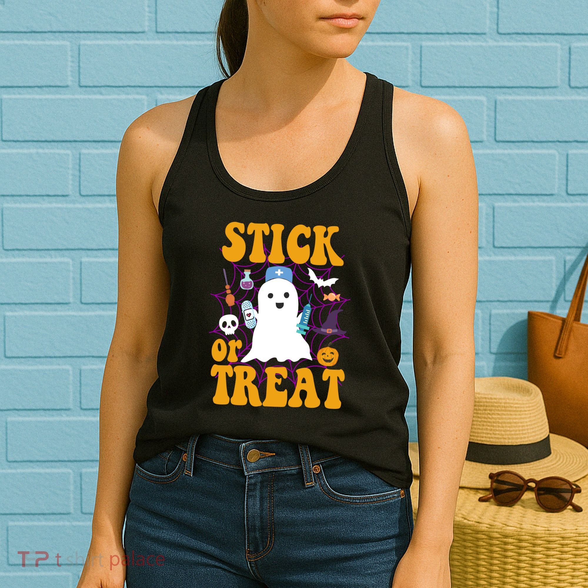 Stick Or Treat Halloween Nurse Ghost Women's Tank Top
