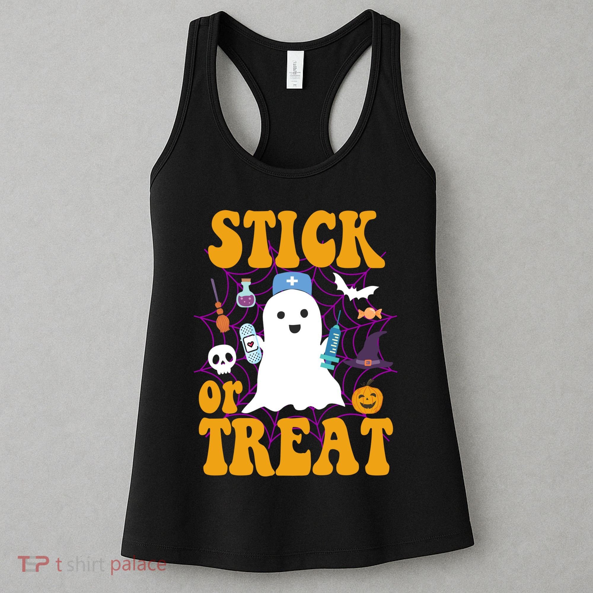 Stick Or Treat Halloween Nurse Ghost Women's Tank Top