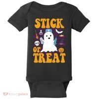 Stick Or Treat Halloween Nurse Ghost Baby Bodysuit thumb 0