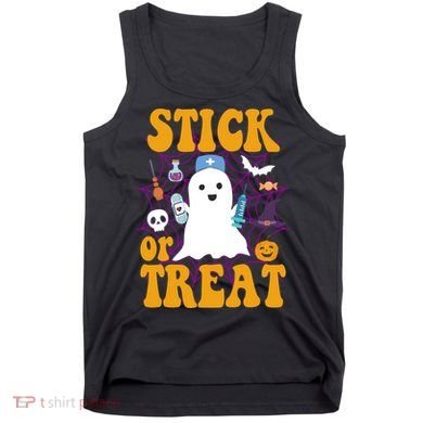 Stick Or Treat Halloween Nurse Ghost Tank Top