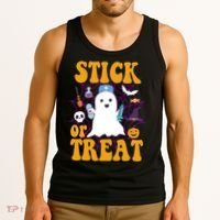 Stick Or Treat Halloween Nurse Ghost Tank Top thumb 3