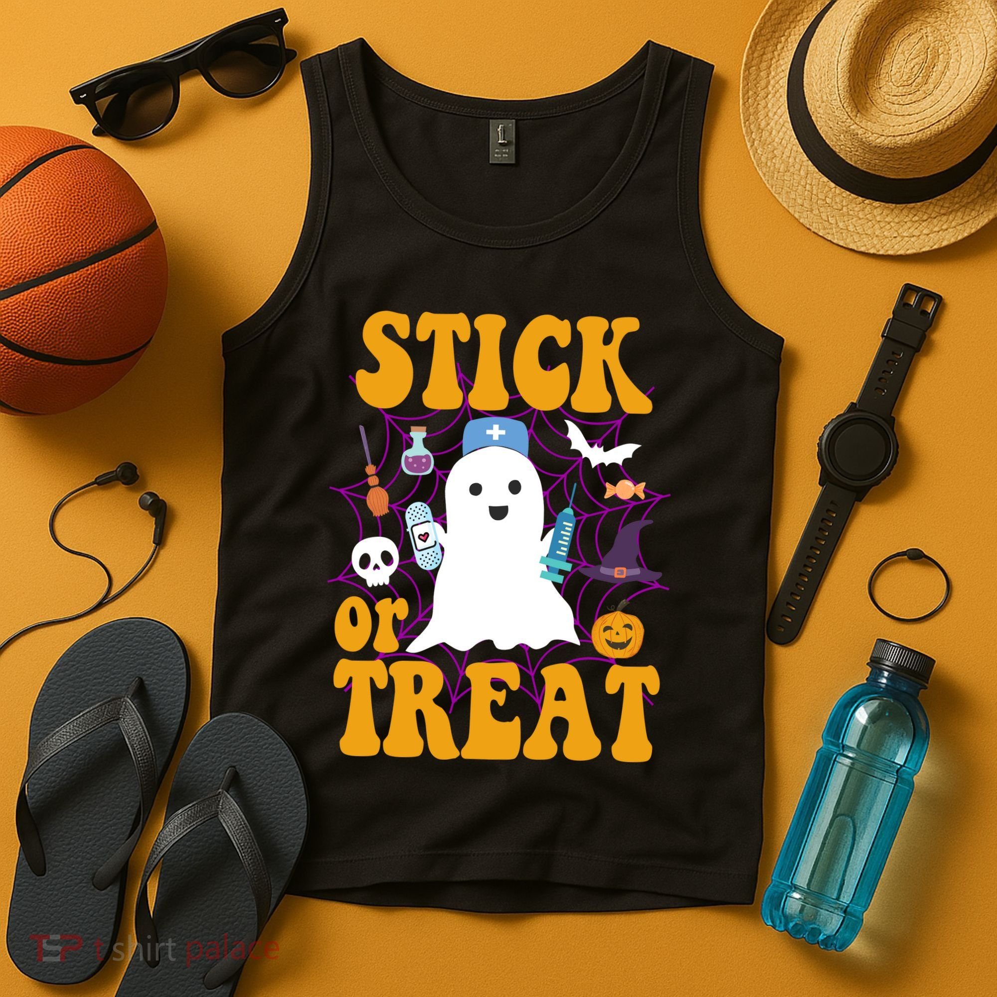 Stick Or Treat Halloween Nurse Ghost Tank Top