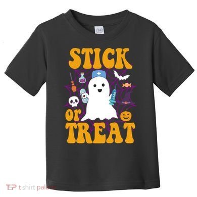 Stick Or Treat Halloween Nurse Ghost Toddler T-Shirt