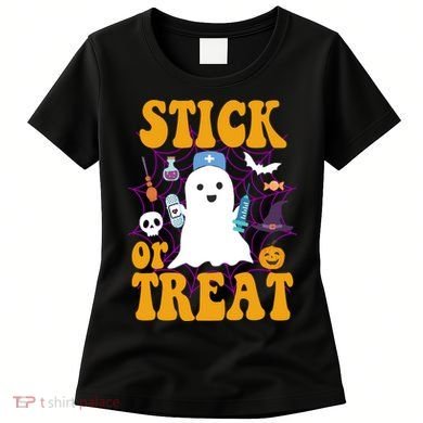Stick Or Treat Halloween Nurse Ghost Women's T-Shirt