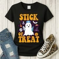 Stick Or Treat Halloween Nurse Ghost Women's T-Shirt thumb 3