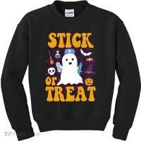 Stick Or Treat Halloween Nurse Ghost Kids Sweatshirt thumb 0