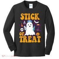 Stick Or Treat Halloween Nurse Ghost Kids Long Sleeve Shirt thumb 0