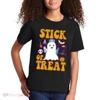 Stick Or Treat Halloween Nurse Ghost Kids T-Shirt thumb 2