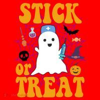 Stick Or Treat Halloween Nurse Ghost Santa Hat thumb 1
