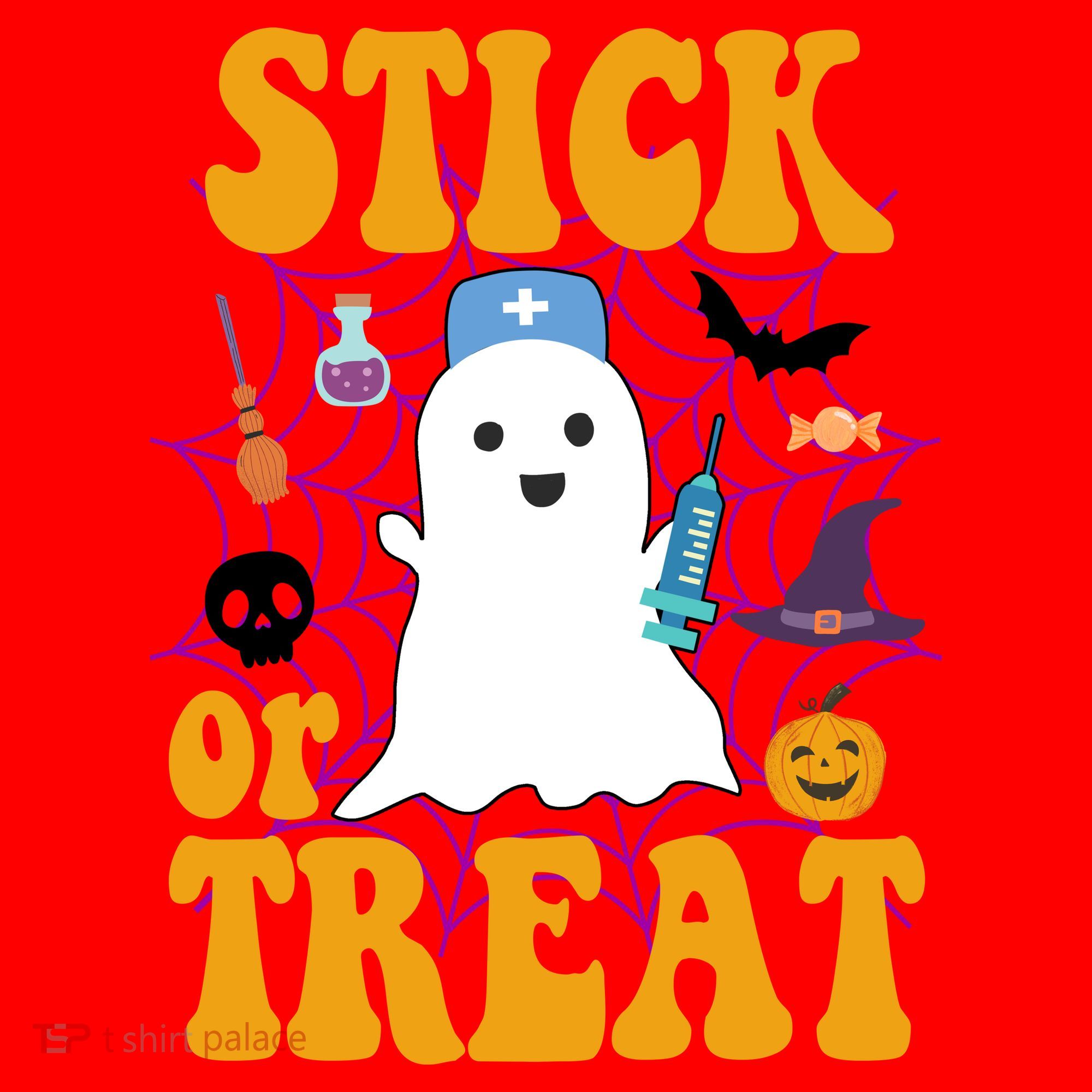 Stick Or Treat Halloween Nurse Ghost Santa Hat