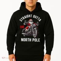 Straight Outta The North Pole Funny Christmas Hoodie thumb 2