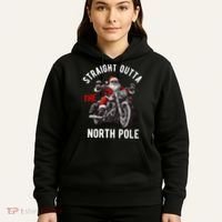 Straight Outta The North Pole Funny Christmas Hoodie thumb 5