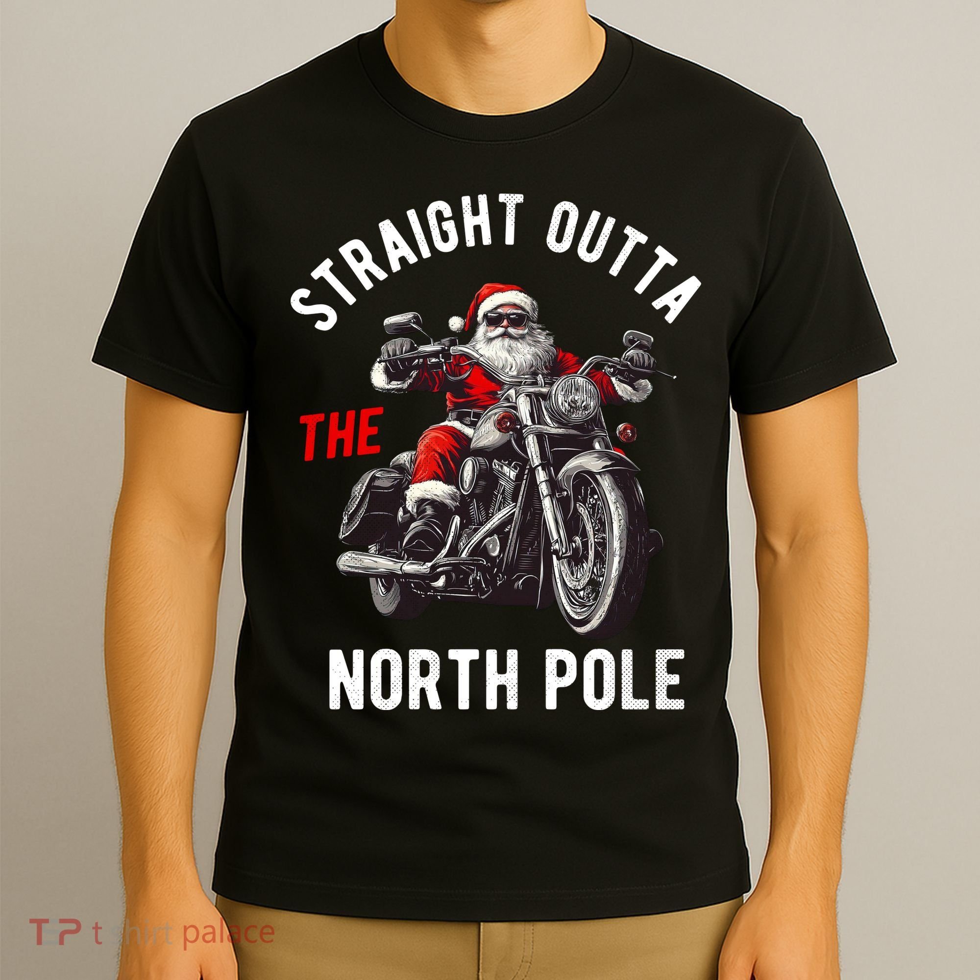 Straight Outta The North Pole Funny Christmas T-Shirt