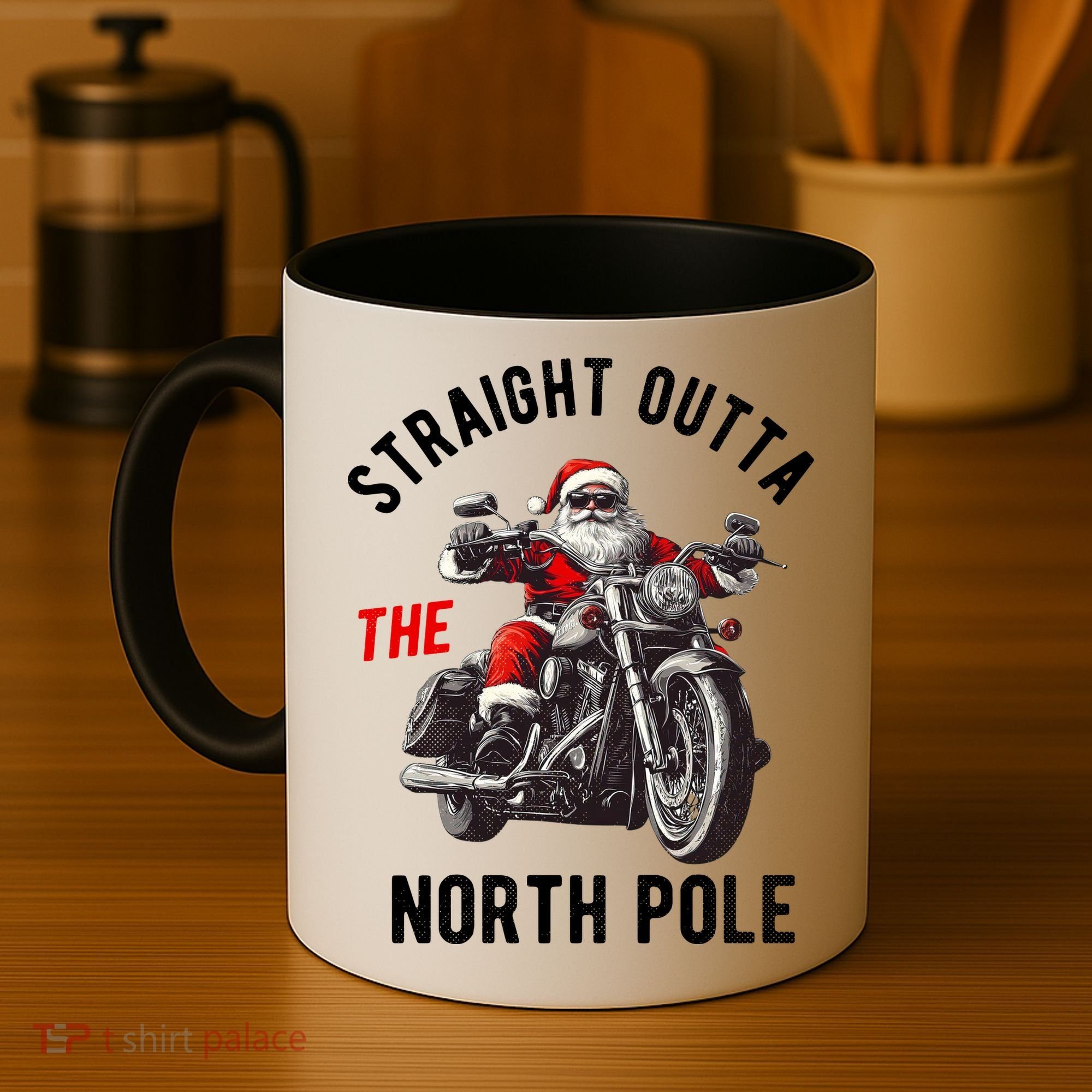 Straight Outta The North Pole Funny Christmas Coffee Mug