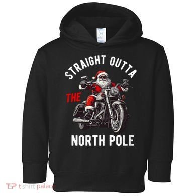 Straight Outta The North Pole Funny Christmas Toddler Hoodie