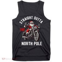 Straight Outta The North Pole Funny Christmas Tank Top thumb 0