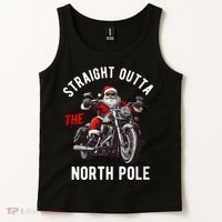 Straight Outta The North Pole Funny Christmas Tank Top thumb 2