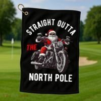 Straight Outta The North Pole Funny Christmas Golf Towel thumb 1