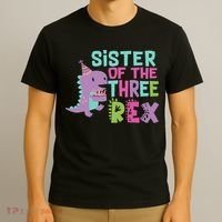 Sister Of The Three Rex Birthday Dinosaur Family Matching T-Shirt thumb 3