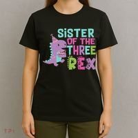 Sister Of The Three Rex Birthday Dinosaur Family Matching T-Shirt thumb 4