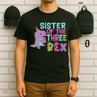 Sister Of The Three Rex Birthday Dinosaur Family Matching T-Shirt thumb 6
