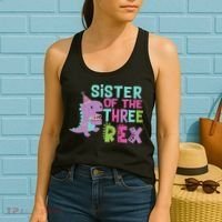 Sister Of The Three Rex Birthday Dinosaur Family Matching Women's Tank Top thumb 2