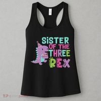 Sister Of The Three Rex Birthday Dinosaur Family Matching Women's Tank Top thumb 3