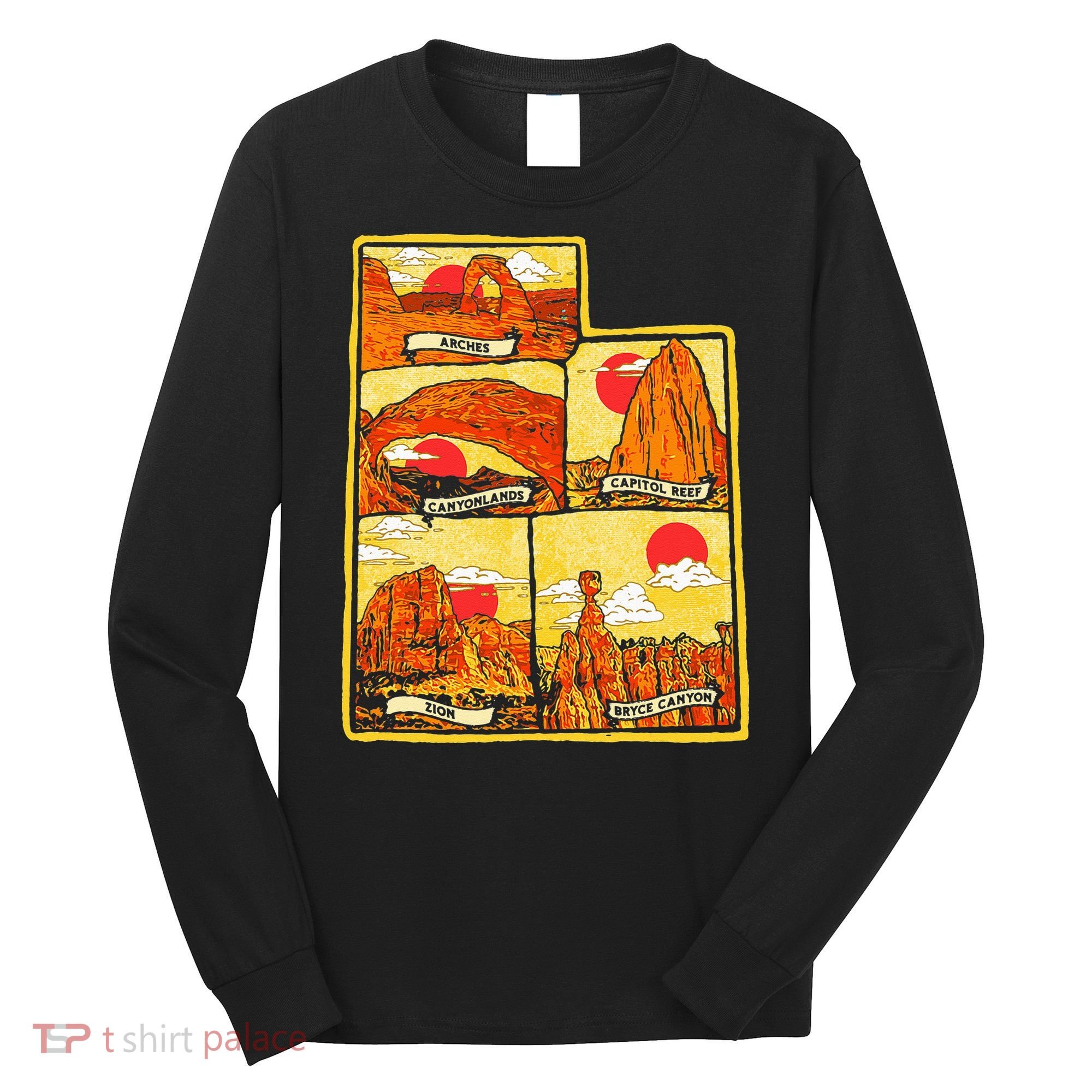 State of Utah Five National Parks Arches Zion Capitol Bryce Long Sleeve Shirt