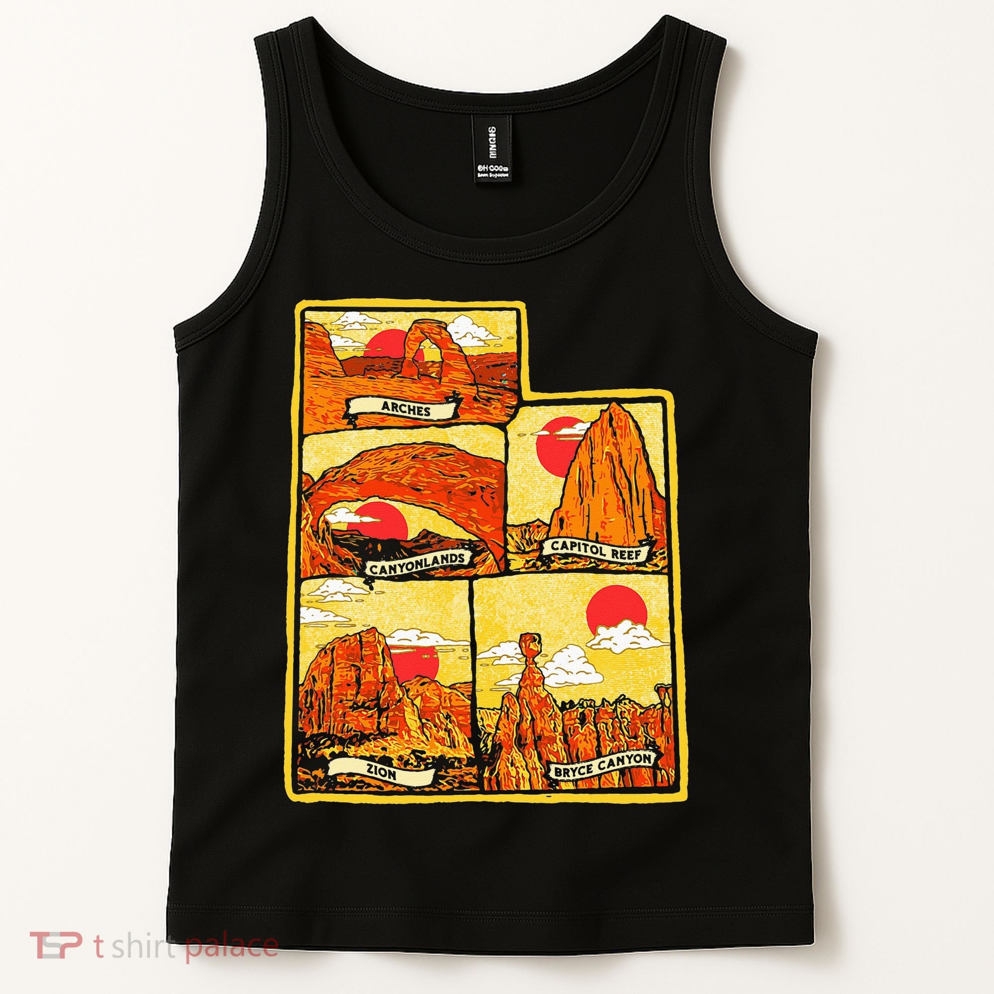 State of Utah Five National Parks Arches Zion Capitol Bryce Tank Top